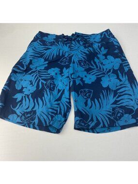 Eddie Bauer Mens Floral Swim Trunk Drawstring Waist Zip Pocket Mesh Lined Size S